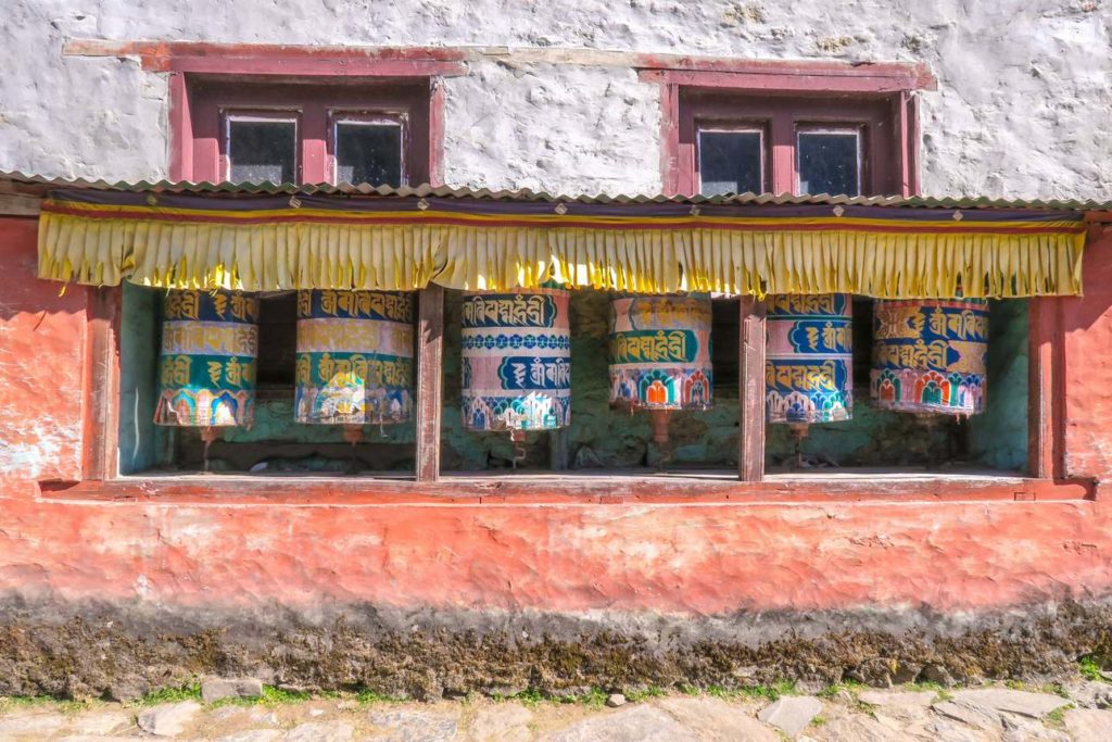 Prayer wheeler at lukla