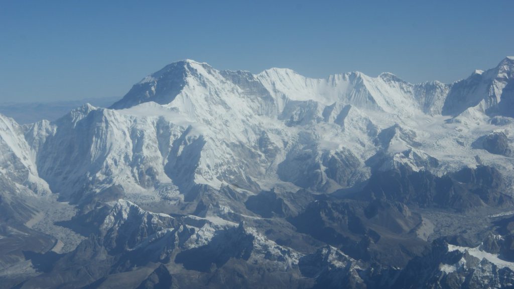 everest himalayan region during mountain flight